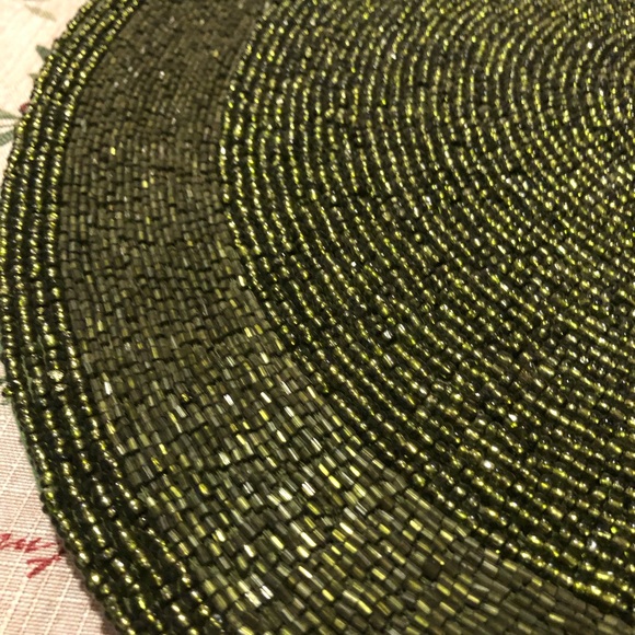 Pottery Barn Holiday Pottery Barn Set Of 2 Green Round Beaded